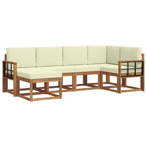 vidaXL Ensemble de canapés d'extérieur 6 pc Naturel et Crème