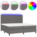 vidaXL Sommier à lattes de lit avec matelas et LED Gris 200x200 cm