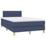 vidaXL Sommier à lattes de lit matelas et LED bleu 120x190 cm tissu