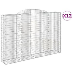 vidaXL Paniers à gabions arqués 12 Pièces 300x50x200/220 cm Fer galvanisé