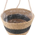 vidaXL Paniers à plantes en herbe de mer 3 Pièces Naturel et noir