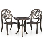 vidaXL Ensemble de bistro 3 Pièces Aluminium coulé Bronze