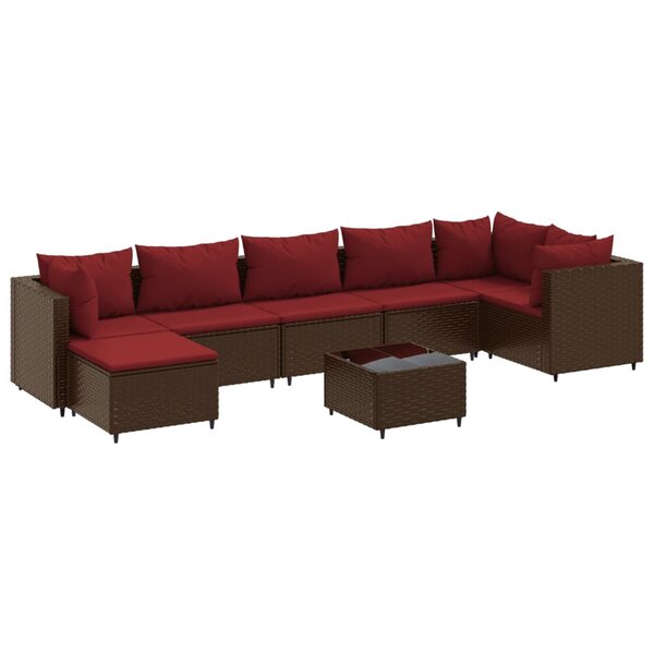 vidaXL Salon de jardin avec coussins 8 Pièces marron résine tressée