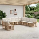 vidaXL Ensemble de canapés d'extérieur 11 Pièces Blanc Naturel et Crème
