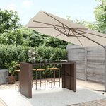 vidaXL Table de bar et dessus en verre marron 185x80x110 cm poly rotin