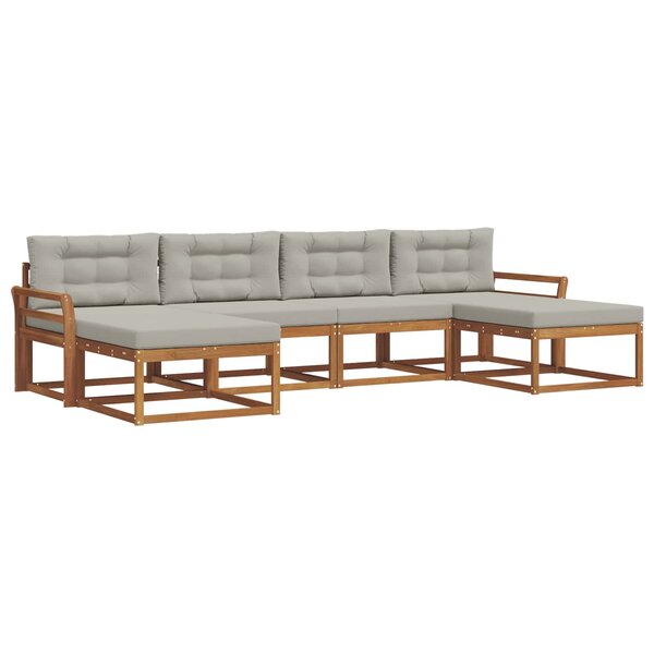 vidaXL Ensemble de canapés d'extérieur 6 pc Gris Naturel et Clair