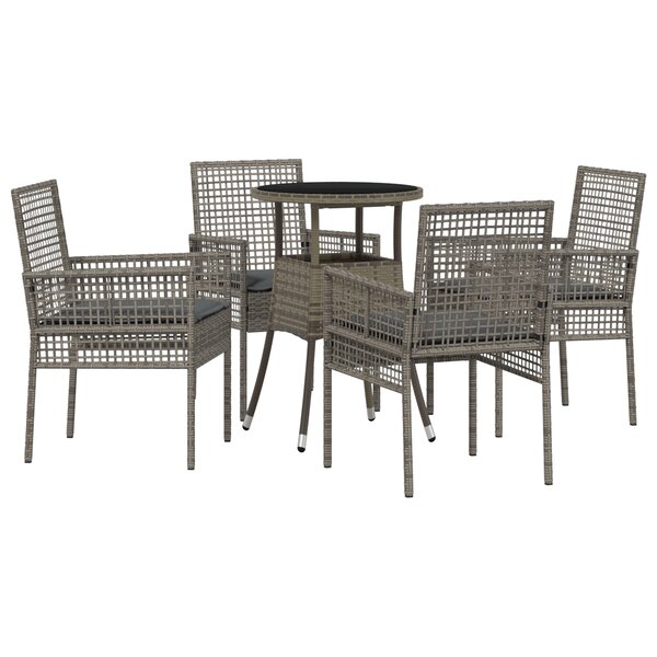 vidaXL Ensemble de Salle à Manger de Jardin 5 Pièces Gris Poly Rattan