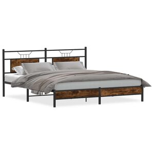 vidaXL Cadre de lit sans matelas chêne fumé 183x213 cm bois ingénierie