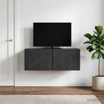 vidaXL Meuble TV mural 78 5 x 31 cm Noir Bois d'ingénierie