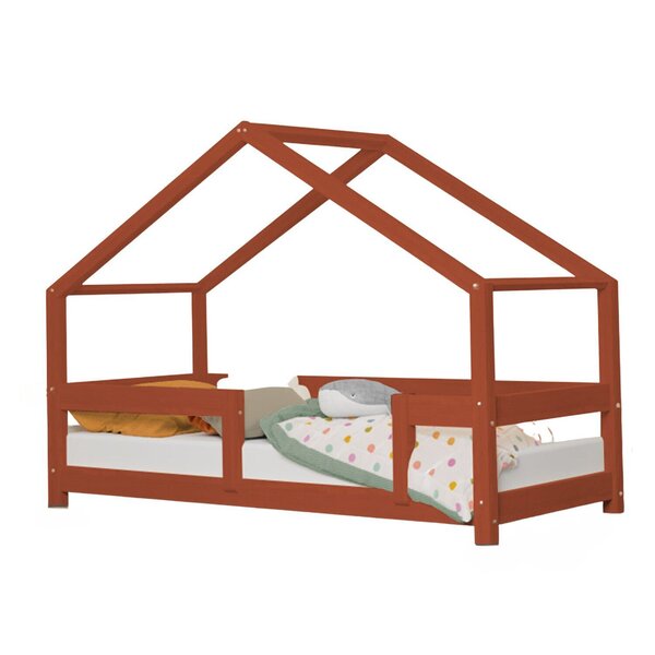 Lit cabane enfant LUCKY 120 x 190 rouge brique