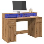 vidaXL Bureau avec lumières LED chêne artisanal bois d'ingénierie