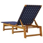 vidaXL Chaises longues bleu foncé bois d'acacia solide et tissu