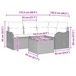 Set de Canapé de Jardin de 5 Pièces avec Coussins Beige Rattan Poly