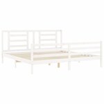 vidaXL Cadre de lit avec tête de lit blanc Super King Size bois massif