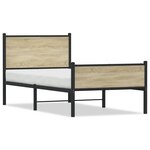 vidaXL Cadre de lit en métal sans matelas chêne sonoma 75x190 cm