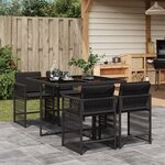 vidaXL Ensemble à manger de jardin coussins 5Pièces Noir Résine tressée