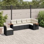 vidaXL Salon de jardin 6 Pièces avec coussins noir résine tressée