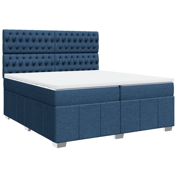 vidaXL Sommier à lattes de lit avec matelas Bleu 200x200 cm Tissu
