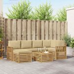 vidaXL Ensemble de canapés d'extérieur 7 Pièces Blanc et Beige