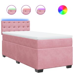 vidaXL Sommier à lattes de lit avec matelas Rose 90x190 cm Velours