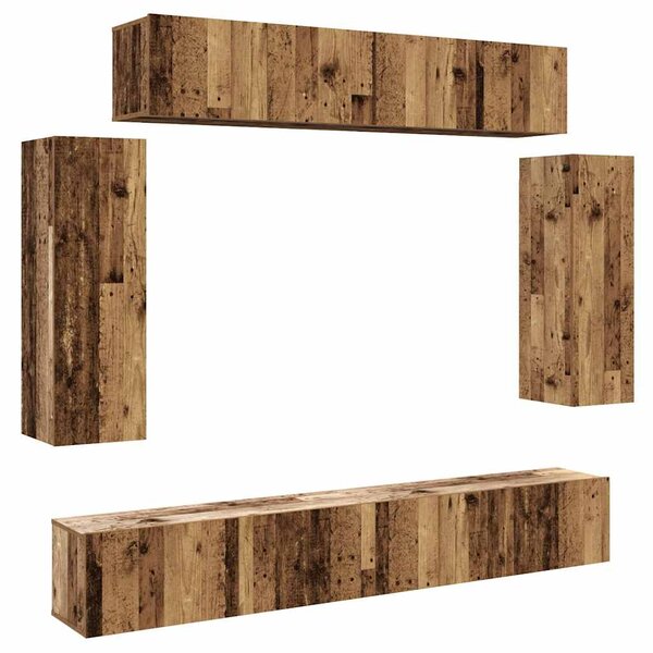 vidaXL Ensemble de meuble TV mural 6 Pièces vieux bois bois d'ingénierie
