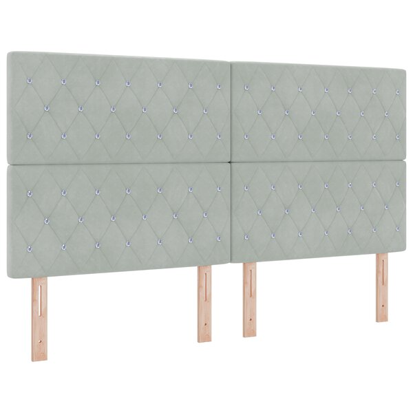 vidaXL Tête de lit à boutons en cristal capitonnée gris clair 180 cm velours