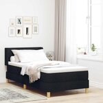 vidaXL Lit Box Spring avec matelas noir  90 x 200 cm  tissu