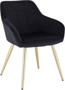 Chaise de salle à manger en velours pieds dorés noir 19_0000360