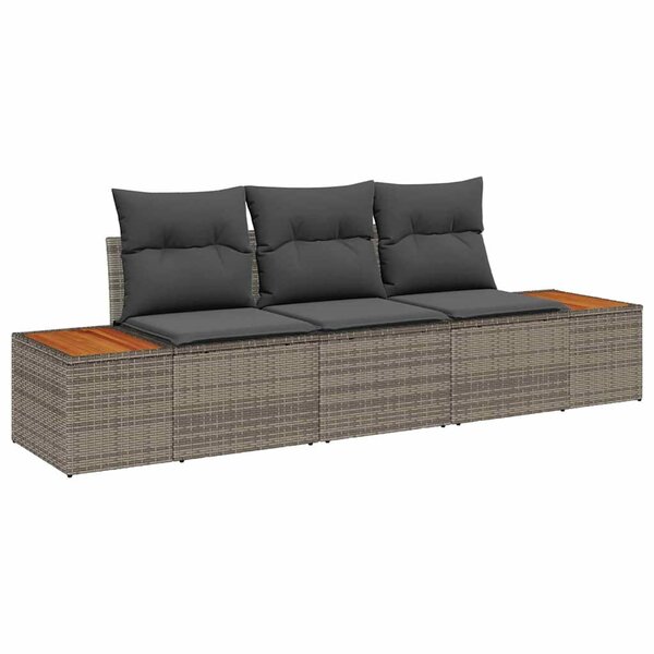 vidaXL Ensemble de canapé de jardin 3 Pièces Gris Poly rotin