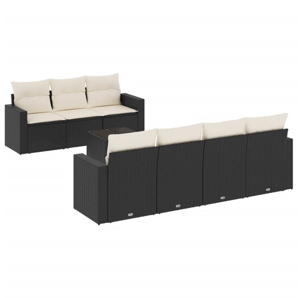vidaXL Salon de jardin 8 Pièces avec coussins noir résine tressée