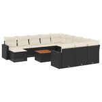 vidaXL Salon de jardin avec coussins 13 Pièces noir résine tressée