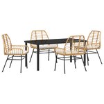 vidaXL Ensemble de repas de jardin 5 pièces avec coussins marron en rotin poly