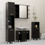 vidaXL Ensemble de meubles de salle de bain 4 Pièces Noir Aggloméré