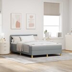 vidaXL Lit à ressorts avec coussin Gris clair 160 x 200 cm tissu