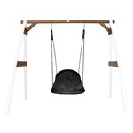 AXI Portique en bois Blanc Marron avec balançoire siège nid ovale 160x254x207cm