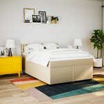 vidaXL Sommier à lattes de lit avec matelas Crème 140x200 cm Tissu