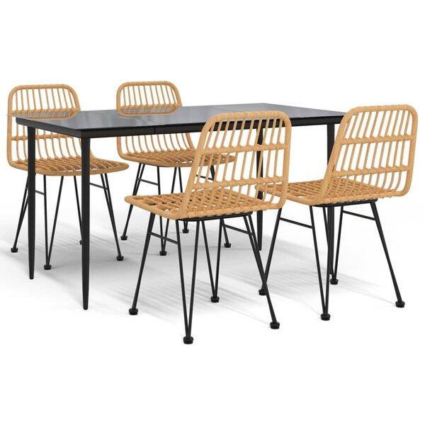 vidaXL Ensemble à manger de jardin 5Pièces Résine tressée