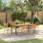 Ensemble de salle à manger de jardin de 7 pièces vidaXL en poly rattan beige et acacia