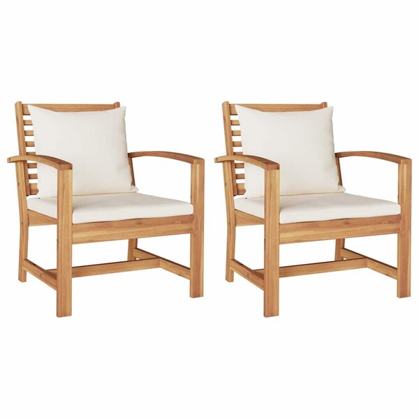 vidaXL Chaises de jardin 2 Pièces Naturel 60 x 65 x 76.5 cm