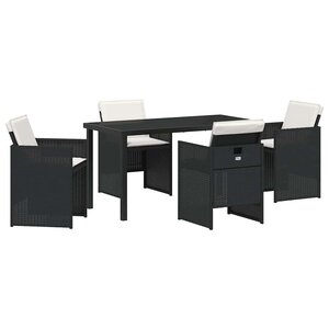 vidaXL Ensemble de salle à manger pour jardin 5 Pièces Noir polyrotin