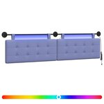 vidaXL Tête de lit suspendue Avec lumière LED Bleu denim Tissu