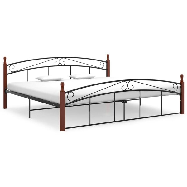 vidaXL Cadre de lit sans matelas noir métal bois chêne 200x200 cm