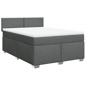 vidaXL Sommier à lattes de lit avec matelas Gris foncé 140x200cm Tissu
