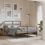 vidaXL Cadre de lit métal sans matelas avec pied de lit noir 137x190cm
