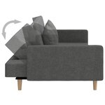 vidaXL Canapé-lit à 2 places avec deux oreillers Gris foncé Tissu