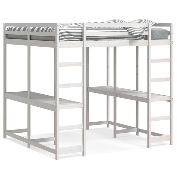 vidaXL Lit superposé et bureau et échelle 160x200cm bois de pin massif