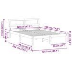 vidaXL Cadre de lit avec tête de lit LED  marron ciré  120 x 190 cm  en bois de pin massif