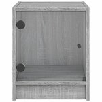 vidaXL Table de chevet avec porte en verre sonoma gris 35x37x42 cm