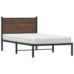 vidaXL Cadre de lit en métal avec tête de lit chêne marron 107x203 cm