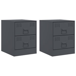 vidaXL Tables de chevet 2 Pièces anthracite 34 5x39x44 cm acier